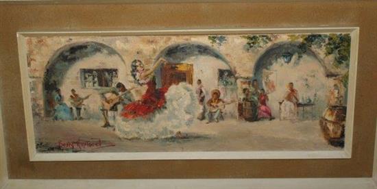 Spanish gypsy dancing - oil on canvas by Betty Raphael